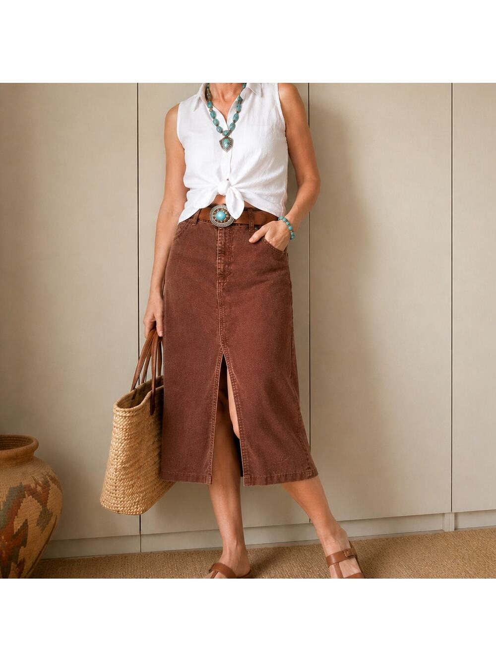 Vintage 80s Lee Jeans Corduroy Skirt Union Made Size M / 6 Classic Americana